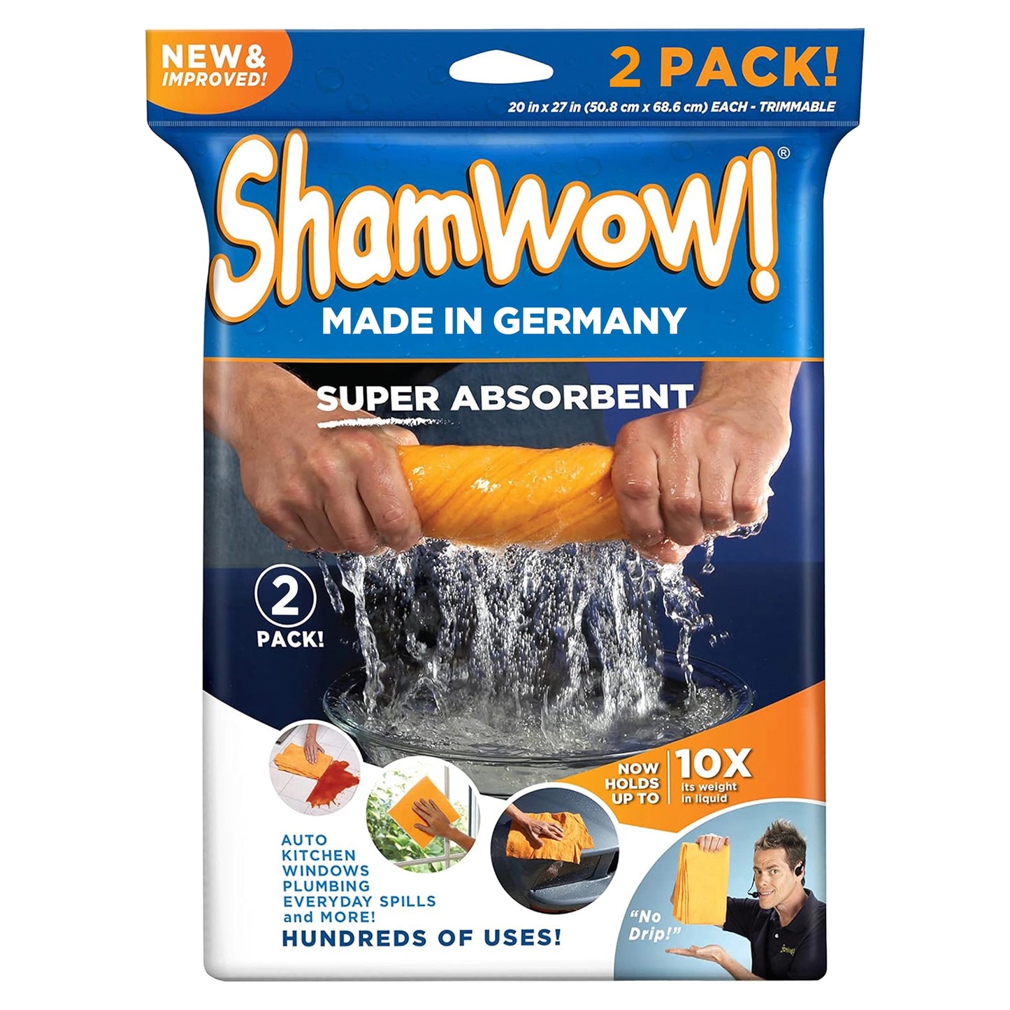 The Original ShamWow Cleaning Shammy Cloth - Absorbent Multi-Purpose
