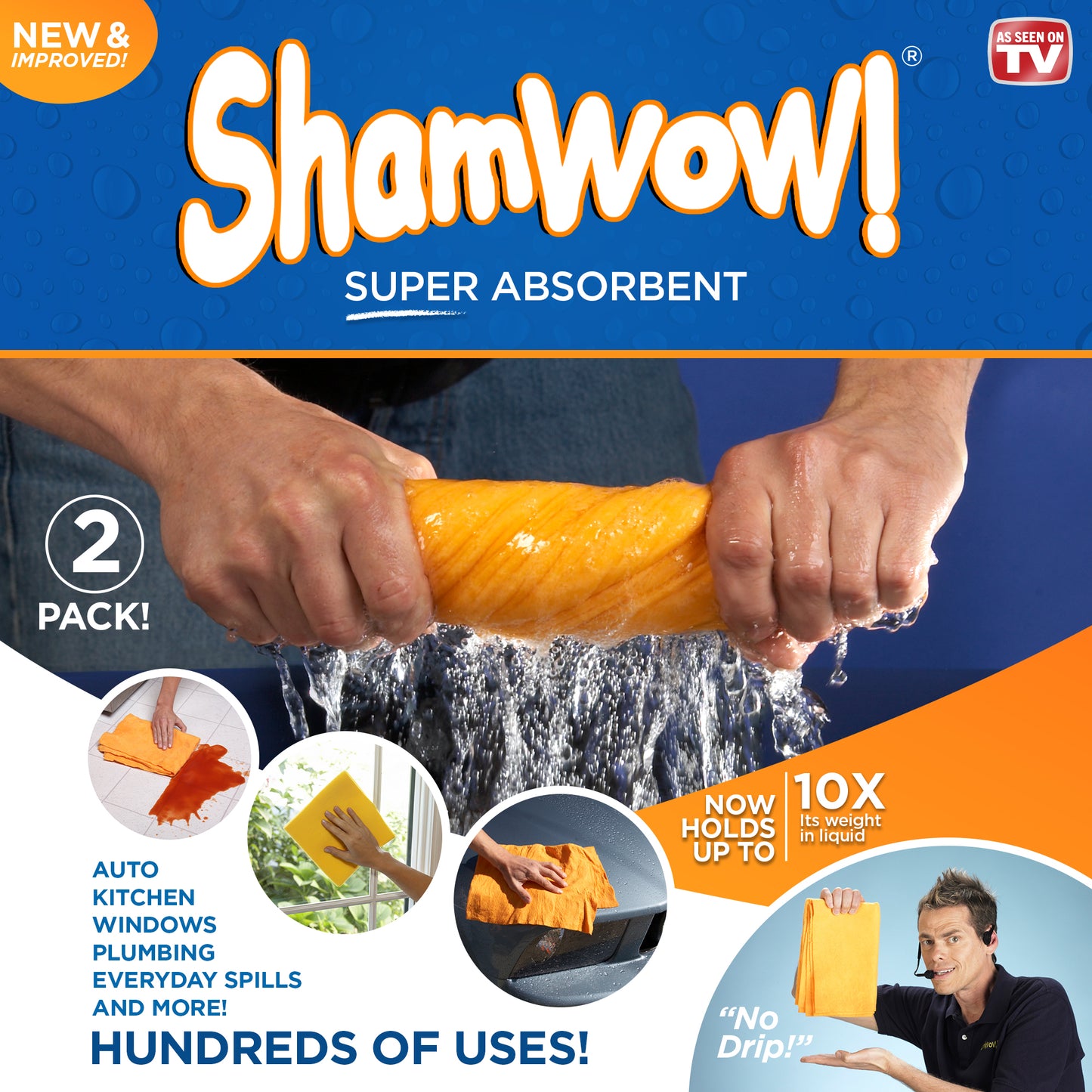 The Original ShamWow Cleaning Shammy Cloth - Absorbent Multi-Purpose