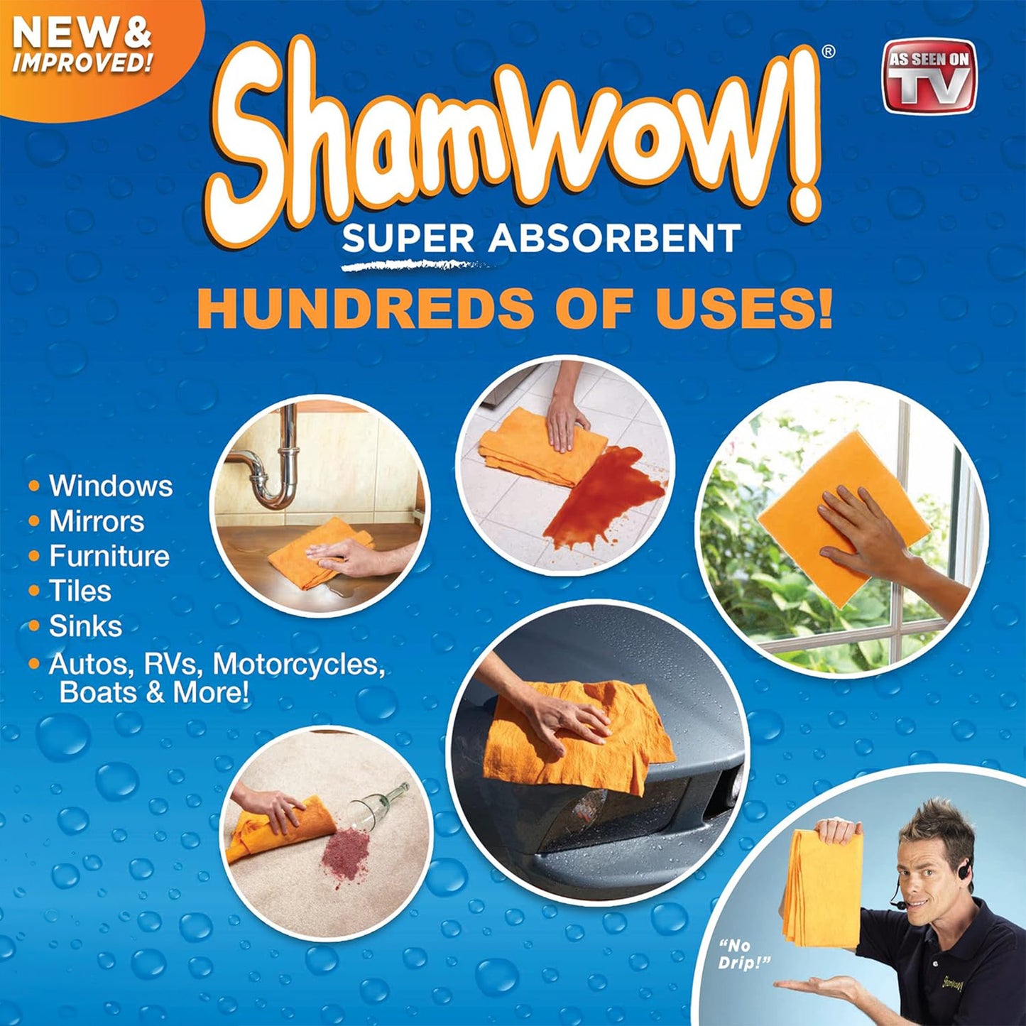 The Original ShamWow Cleaning Shammy Cloth - Absorbent Multi-Purpose