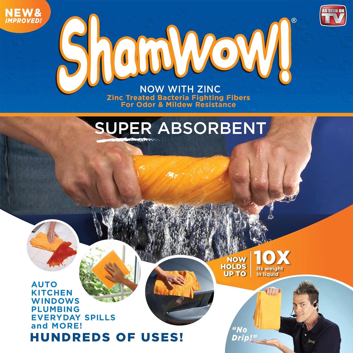 The Original ShamWow Cleaning Shammy Cloth - Absorbent Multi-Purpose